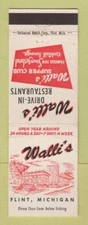 Matchbook Cover - Walli's RESta;urant Flint MI