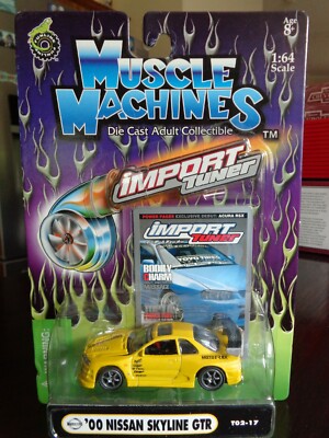 2000 NISSAN SKYLINE GTR IMPORT TUNER YELLOW MUSCLE MACHINES 1/64