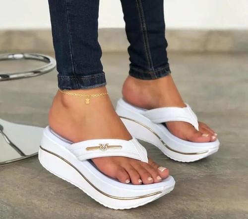 Sandals Women Summer Flip Flops Outdoor Casual Platform Wedges Beach Slippers - Picture 21 of 26