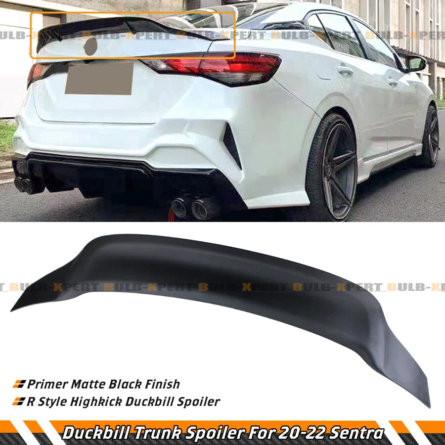 FOR 2020-2025 NISSAN SENTRA R STYLE MATT BLACK HIGH KICK DUCKBILL TRUNK SPOILER - Image 2 of 4