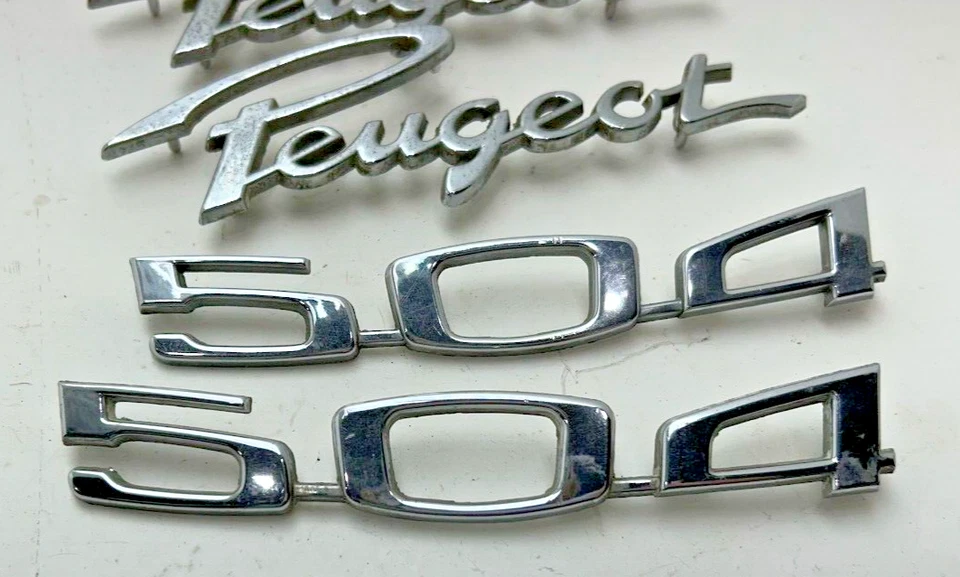 1977 Peugeot 504 Emblems Chrome Badge Nameplate Trim Molding Ornament Lot of 4 - Image 2 of 4