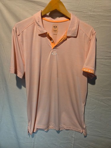 Oakley Regular Fit Polo Shirt Mens Size Large White Orange Polyester