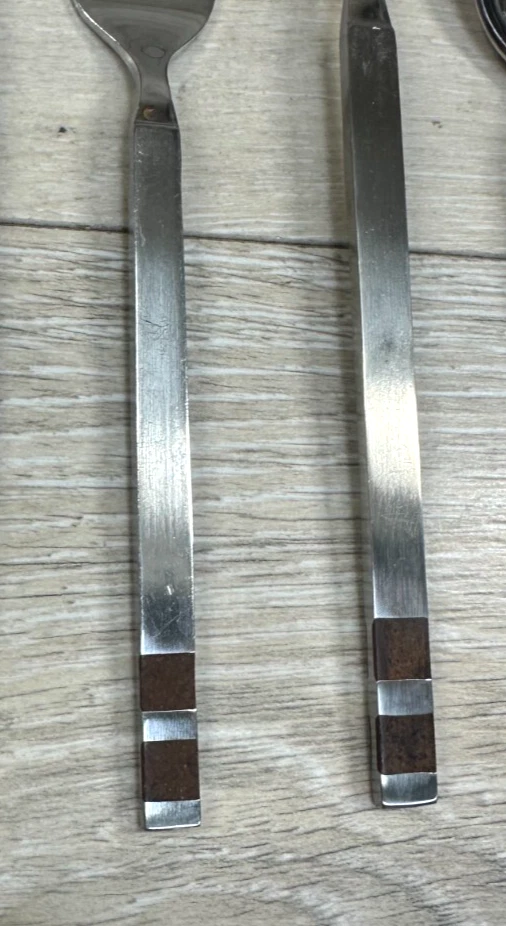 Stanley Roberts * CROSSPOINT SRI Wood Inlay Stainless Flatware CHOICE MINT (122) - Image 2 of 3