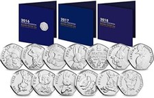 Set of 13 x 50p Beatrix Potter 2016-2018,Jemina PuddleDuck,Peter Rabbit etc BUNC
