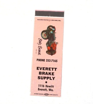 Matchbook Everett Brake Supply Everett WA 1914 Stutz Bearcat Car