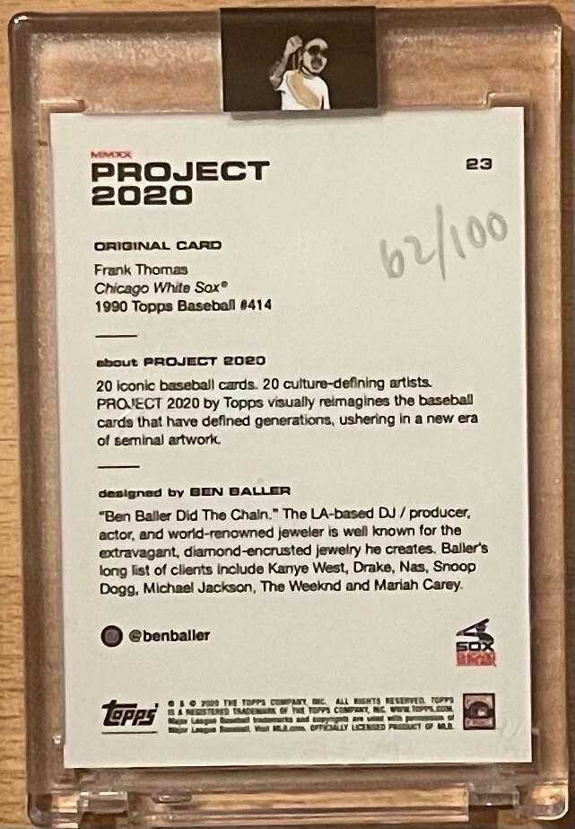 Frank Thomas Signed by Ben Baller BBDTC Auto /100 Topps Project 2020 Auto - Image 2 of 2