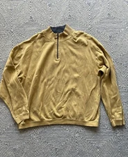 Tommy Bahama Quarter Zip Sweater - Mustard Yellow - XXL