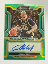 2022 Panini Prizm Draft Picks Irvine Collin Welp Penmanship Green Auto #CP-CWE