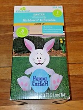 3 ft Easter Bunny Inflatable Decoration Indoor Outdoor Happy Easter Egg Sign