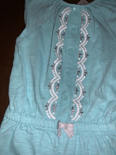 Gymboree Girls Romper Size 5/5T, Teal Blue With Embroidered White & Silver - Picture 3 of 3