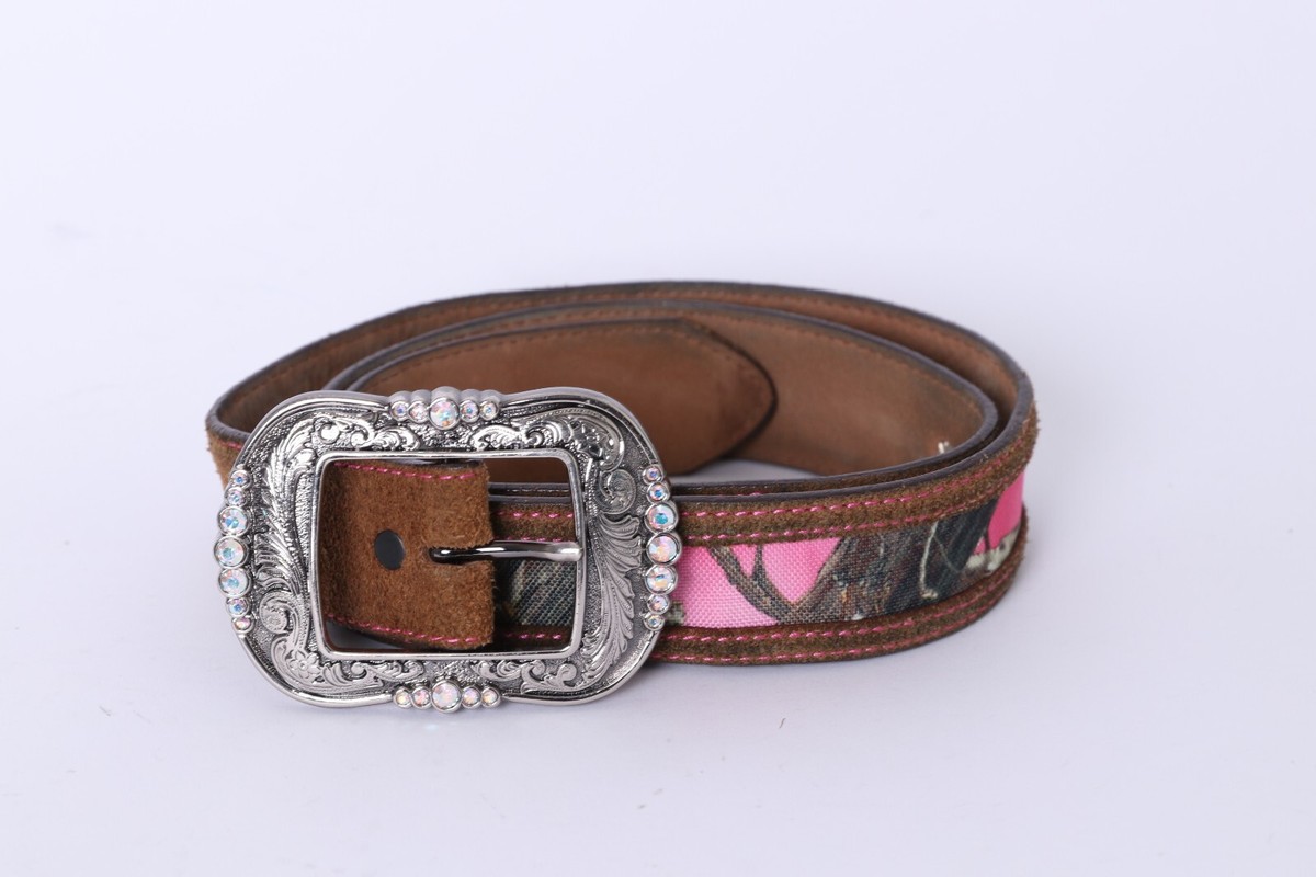 37.5” Justin Bling brown leather and pink camo belt with gorgeous crystals.37.5” M&F Western Girls main image 3