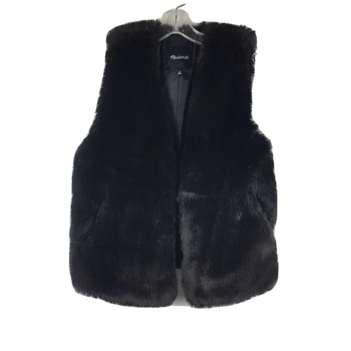 Madewell Black Faux Fur Vest Size XS | eBay