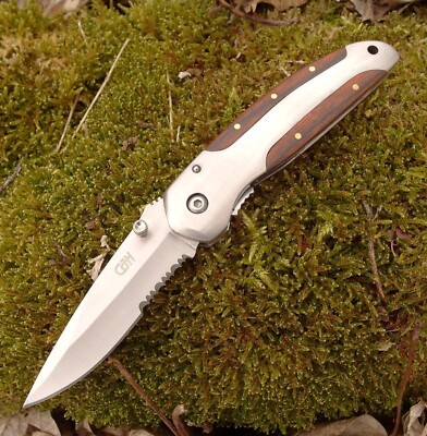 HERBERTZ Messer Einhandmesser Taschenmesser - Clip - Pakkaholz - 256410