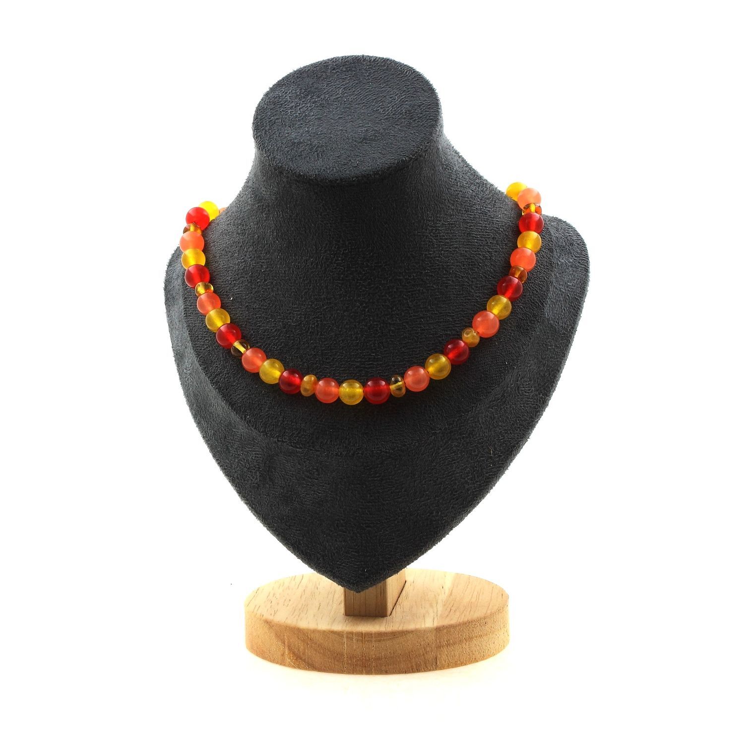 Collier Ambre de la Baltique et Calcédoine, cadeau idéal pour femme