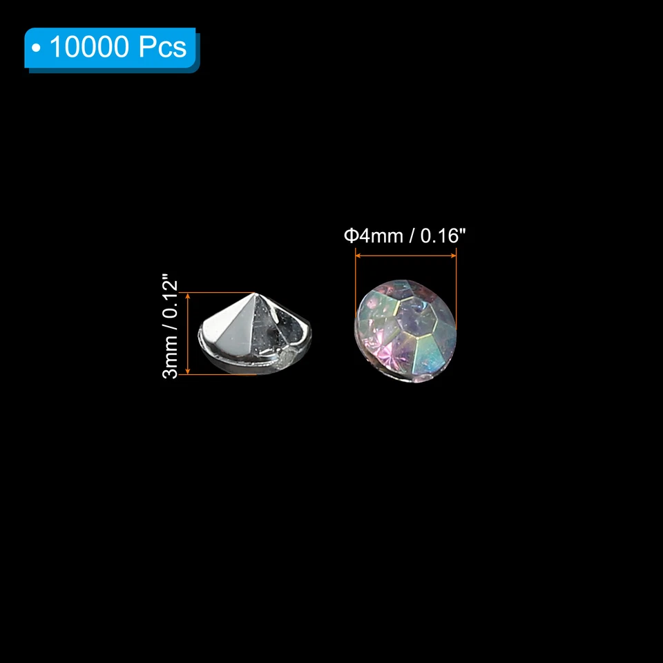 10000Pcs Acrylic Wedding Table Diamonds 4mm Crystals Gems Clear AB Silver Foto 2 de 4