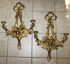 Vintage 1970 Syroco 3 Arm Wall Sconce Candelabra #4092 MCM Hollywood Regency