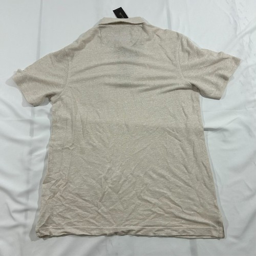 Tasso Elba Polo Shirt Men's Small Ivory 100% Linen Short Sleeve Golf A229 - Picture 5 of 6