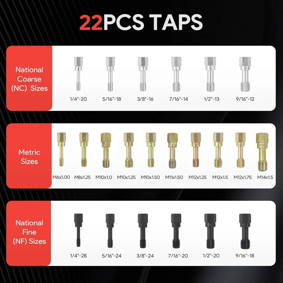 49PCS Thread Repair Chaser Tool UNC UNF Metric Thread Restorer Kit - Image 3 of 4
