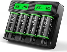 Rechargeable D Batteries with Charger, 4 Bay Universal Battery Charger with B...