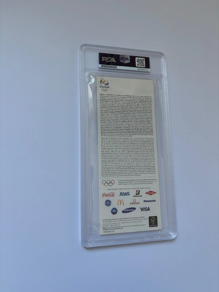 Boleto de medalla de oro firmado por Justin Rose ronda final 2016 de los Juegos Olímpicos de Río losa PSA/DNA Foto 3 de 3