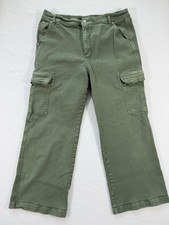 LOFT The Wide Leg Cargo Pants Womens 12 Petite Olive Green Utility Wide Leg