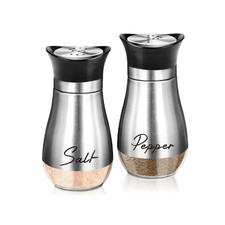 Pack of 2 Salt And Pepper Shakers Pots Dispensers Cruet Jars Set with Holder UK.