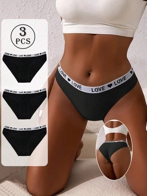 3er Set Damenunterwäsche mit hoher Elastizität, Unterhosen mit LOVE bei Billig24