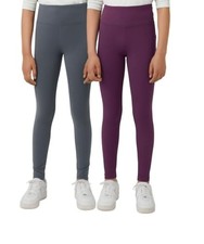 Tuff Athletics youth girls 2 pack Fleece lined Leggings Medium 10/12 Purple/Gray