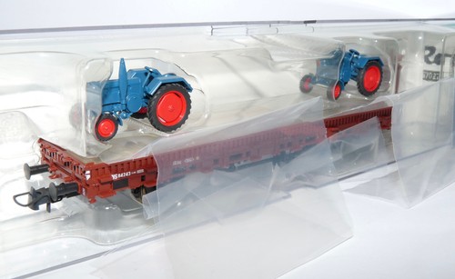 Roco H0 67027 DC ++ Rungenwagen 84243 der NS mit 2x Lanz Traktor OVP ++ #S2_242 | Condition: Gebraucht