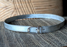 Christian Dior Metallic Silver Belt w/ Strass Buckle - Sz US 28