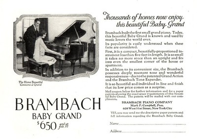 1926 Brambach Baby Grand: Thousands of Homes Now Enjoy Vintage Print Ad