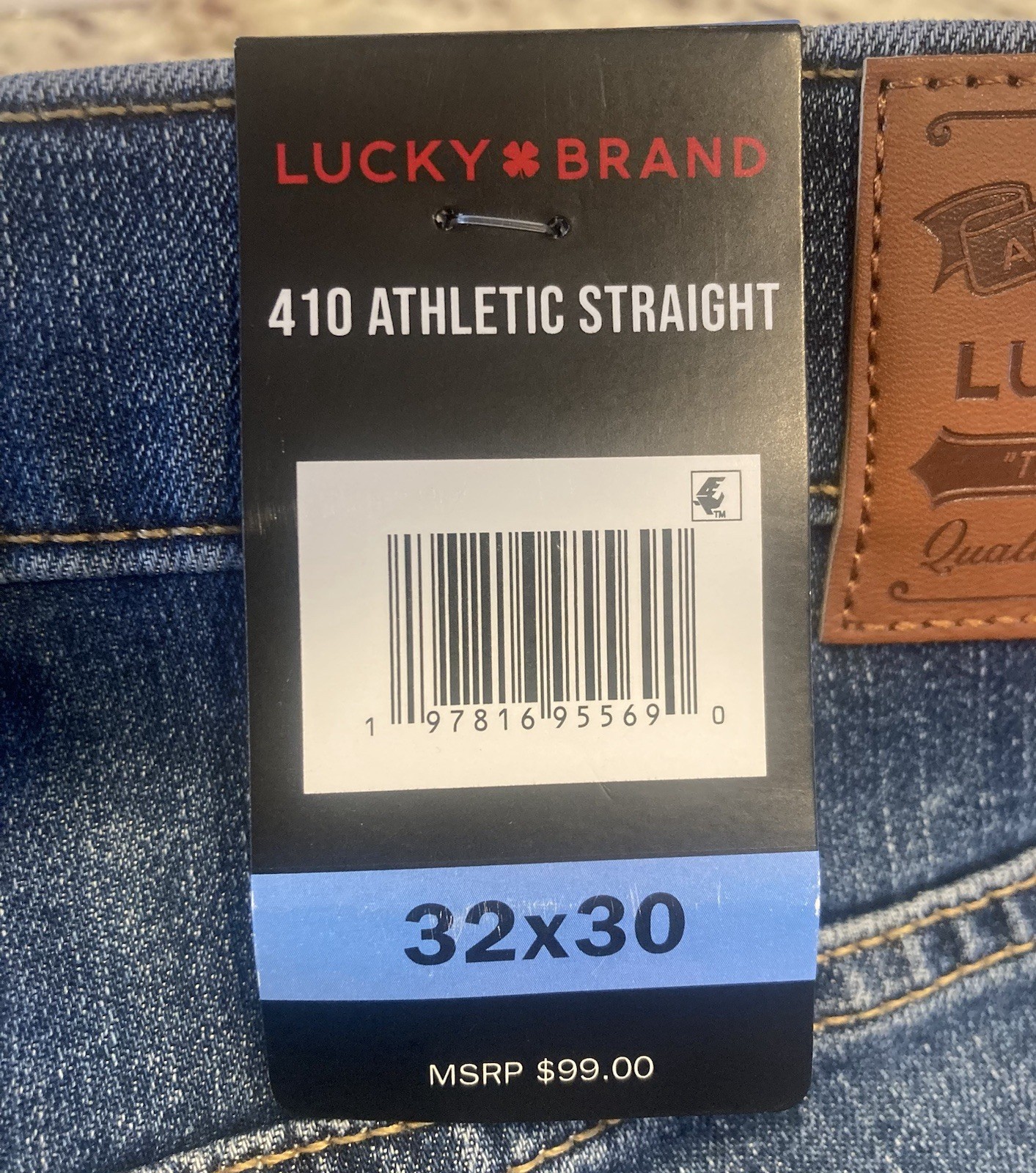 Lucky Brand 410 Athletic Straight Stretch Mens Blue Jeans 32x30 NWT, $99 MSRP