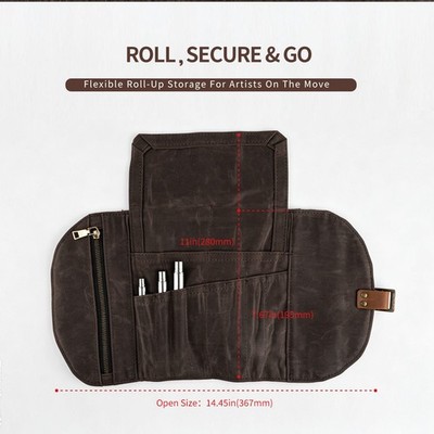Waxed Canvas Artist Roll Case | Portable Brush & Tool Organizer
