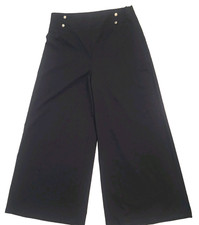 Shein Dress Pants Womens Size XL Black Wide Leg Pull On Stretch Button Accent