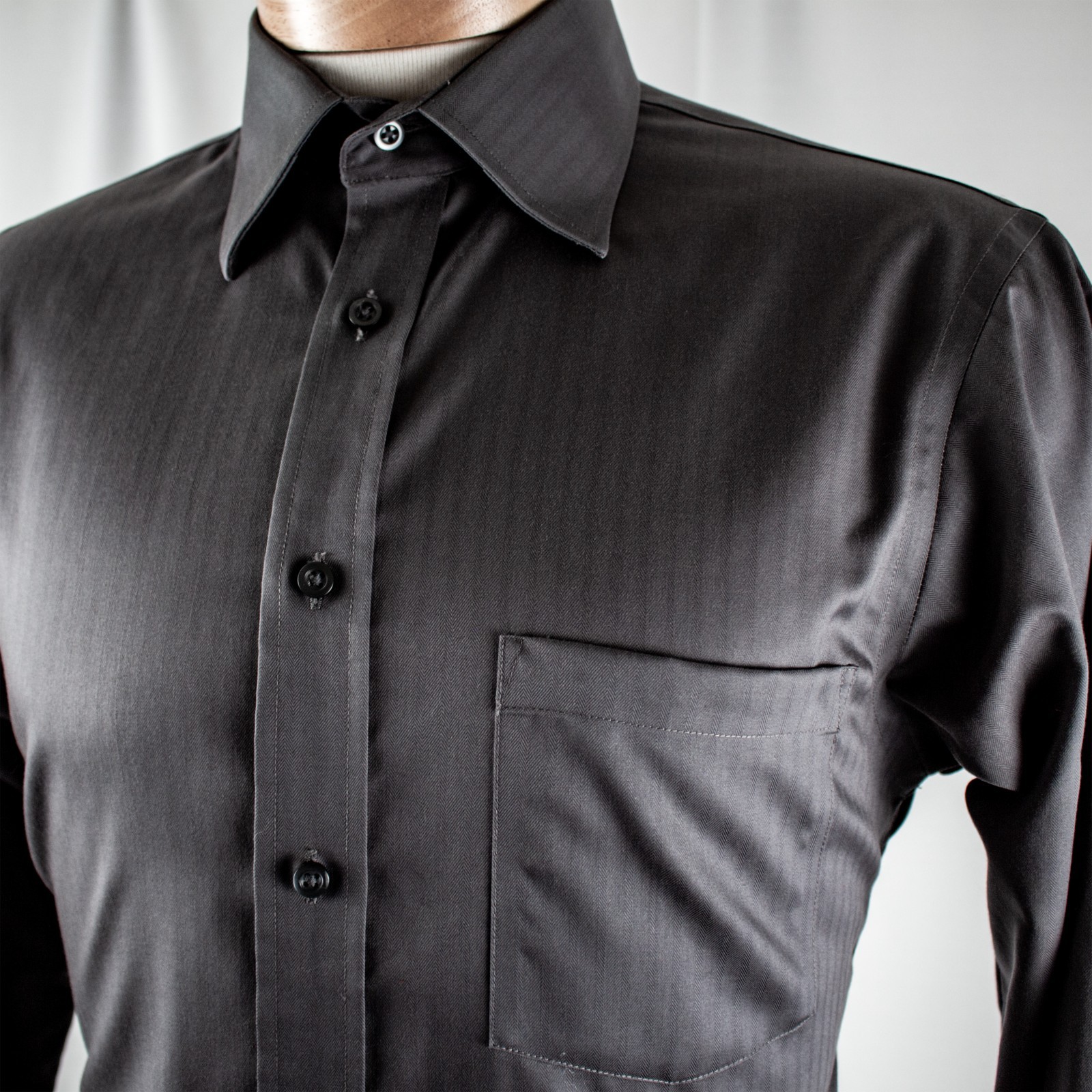 JOSEPH ABBOUD Silver Gray Solid Striped Cotton Me… - image 1