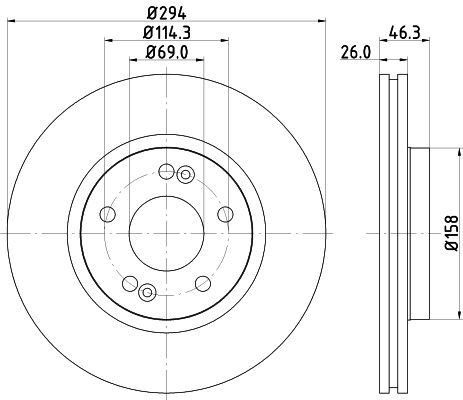 HELLA 8DD 355 118-671 BRAKE DISC Front (PAIR)