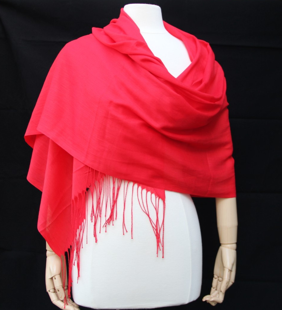 Women’s Bright Solid Red Soft Wrap Shawl Scarf Re… - image 2