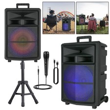 15 Portable Bluetooth Speaker Subwoofer Heavy Bass Party DJ System Mic AUX FM