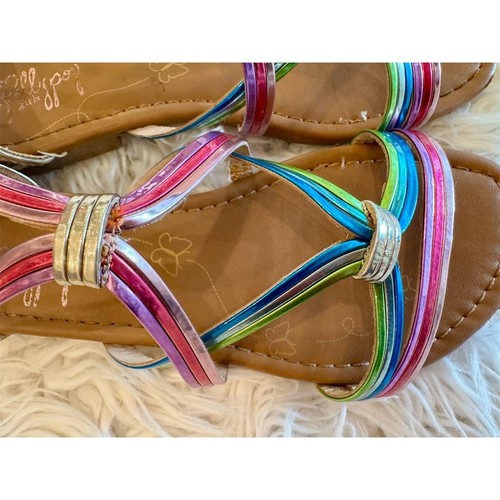 Jellypop Girls Gladiator Sandals Size 1 Rainbow Metallic Strappy Cute Preppy - Picture 12 of 12