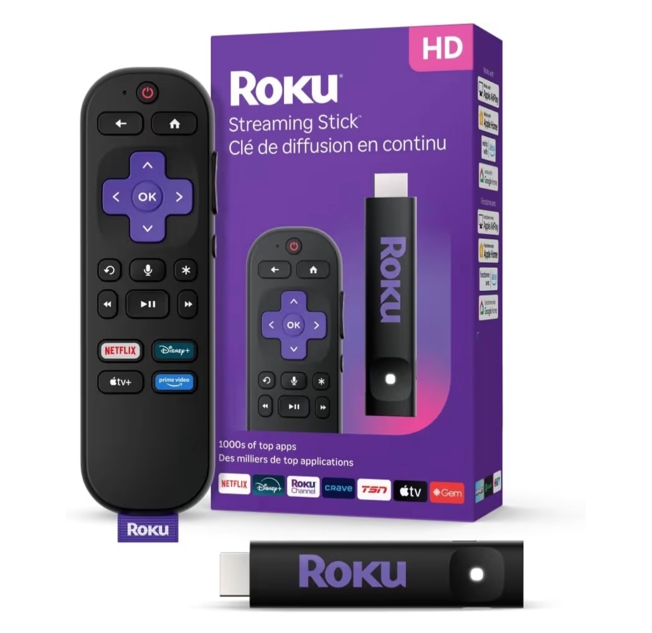 Roku® streaming stick™ 2025 - hd roku streaming device for tv with voice remote