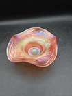 Fenton Blackberry Spray Marigold Iridescent Carnival Glass Ruffled Hat Bon Bon