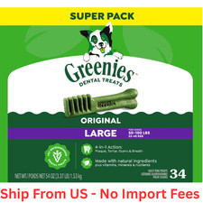 Greenies Original Flavor Adult Natural Dental Dog Treats Large Size, 54oz 34Ct