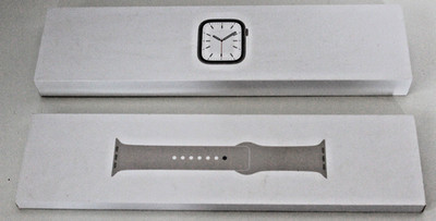 Apple Watch Series 7 41mm Starlight Silikon Armband + Ladekabel- C74 1736 S11