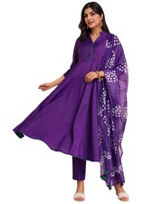 ANNI DESIGNER Women's Rayon Viscose Solid Anarkali Kurta with Pant  Dupatta