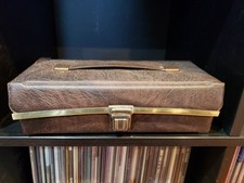 Vintage Cassette Tape Holder Carrying Case Fauz Leather Holds 12 Handle