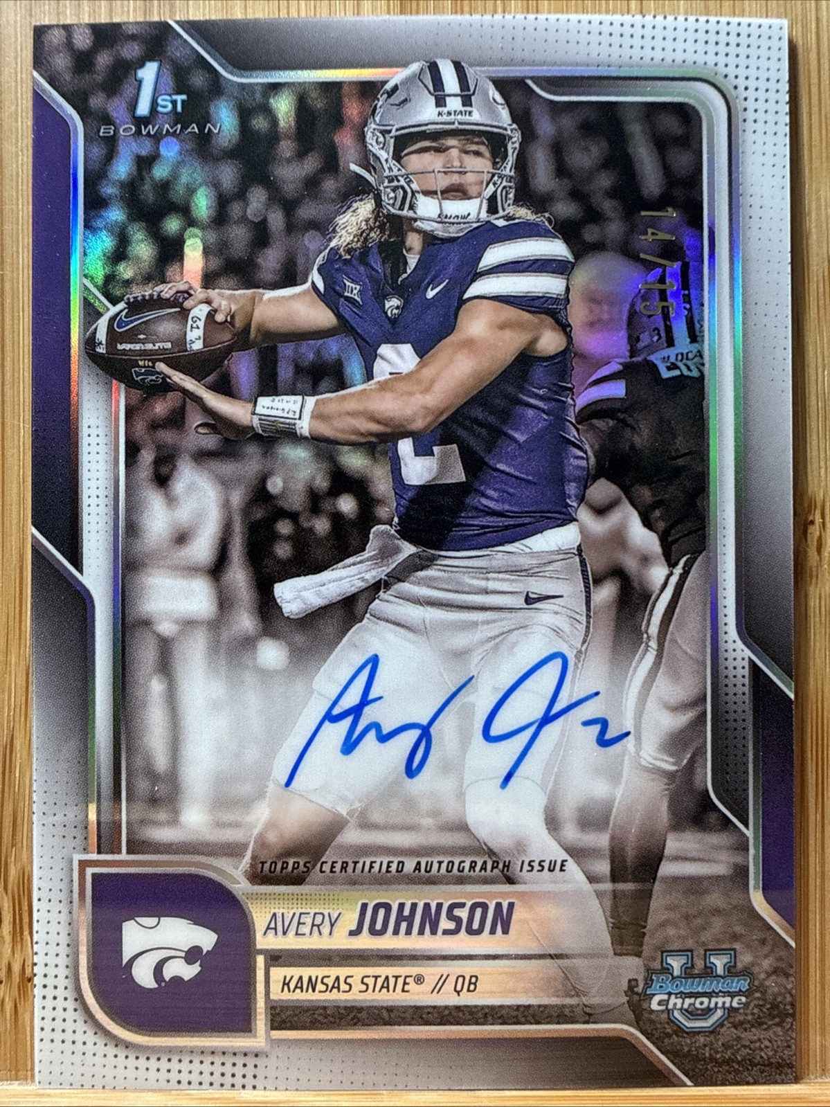 Avery Johnson 2025 Bowman U Chrome - 1st White On-Card Auto /15 - KSU #BCA-AJ