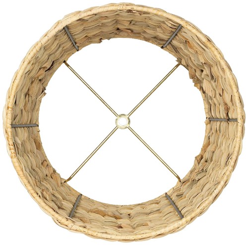 Set of 2 Drum Lamp Shades Woven Seagrass Small 10x12x8.25 Spider Harp and Finial - Foto 3 di 5