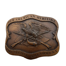 Our American Heritage The Second Amendment Belt Buckle Bronze Color Vtg. 1977