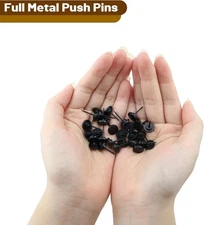 30 Pcs Metal Push Pins Black Thumb Tacks or for Cork Board Bulletin Board, Ph...