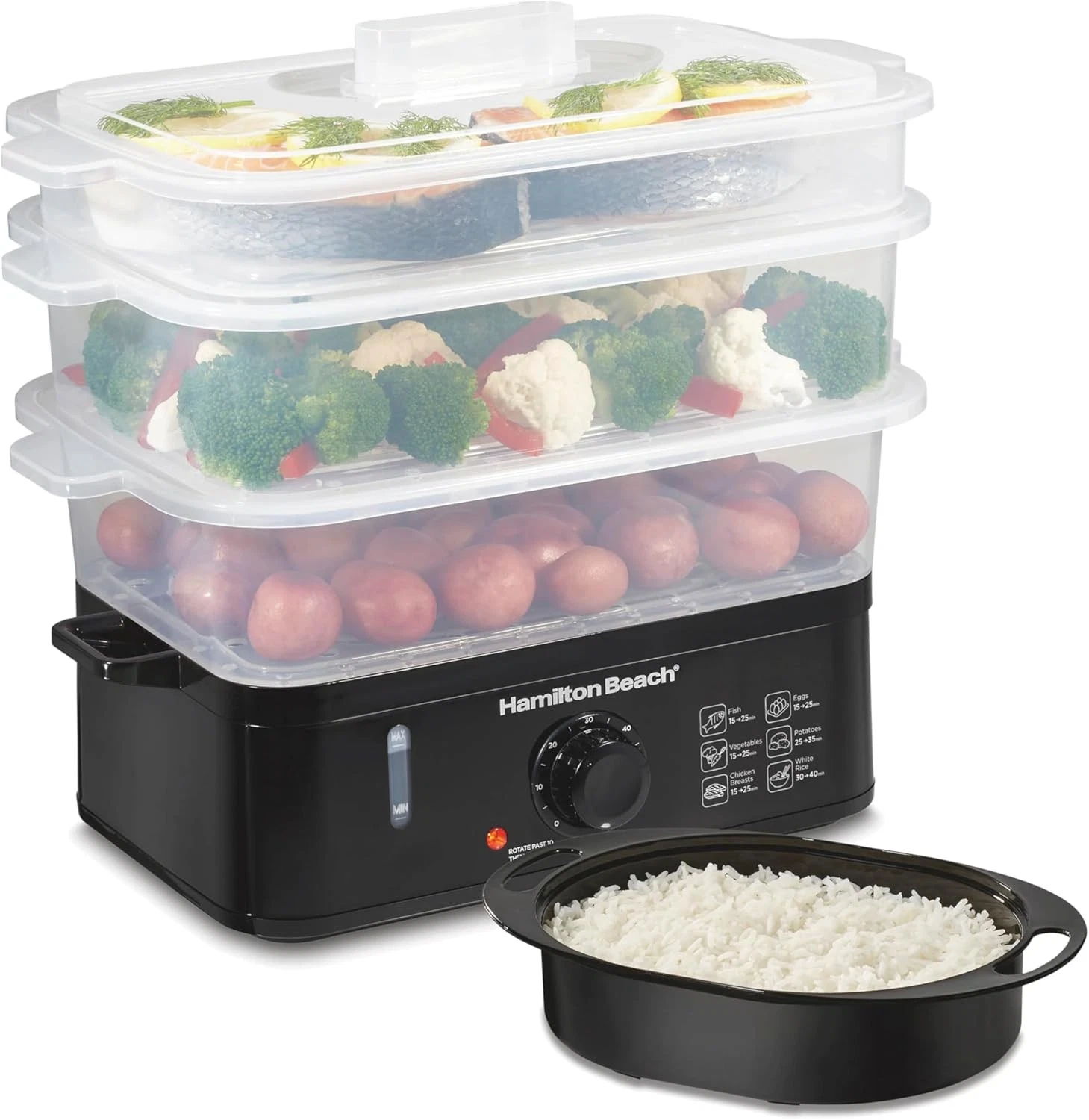 Electric Food Steamer Rice Cooker & Egg Boiler Quick Fast Healthy Cooking